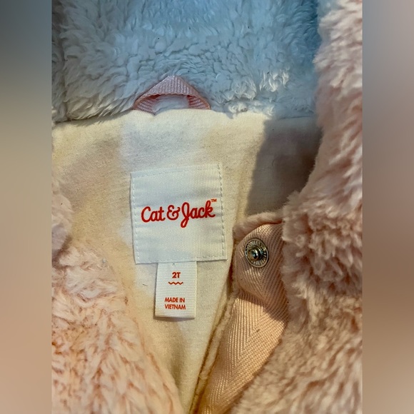 Cat & Jack Girls 3t Cozy Pink Faux Fur Jacket Coat With Hooded Ears! - Picture 4 of 6
